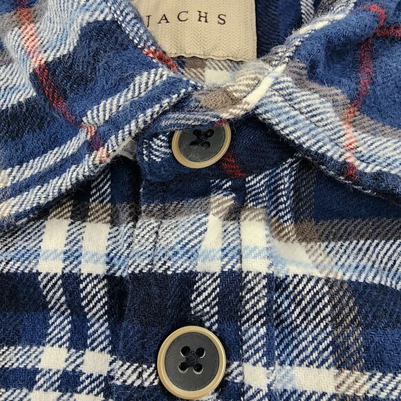JACHS Shirt Mens Tall Large Blue Plaid Flannel Long Sleeve Hiking Button Up - Picture 11 of 16